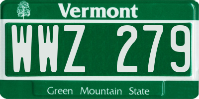 VT license plate WWZ279