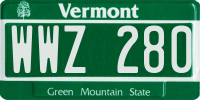 VT license plate WWZ280