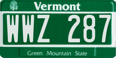 VT license plate WWZ287
