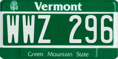 VT license plate WWZ296