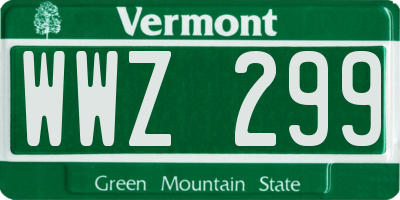VT license plate WWZ299