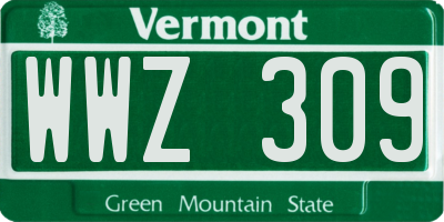 VT license plate WWZ309
