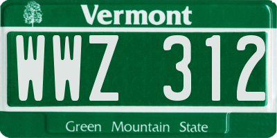 VT license plate WWZ312