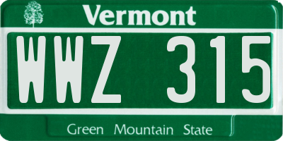 VT license plate WWZ315