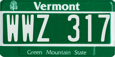 VT license plate WWZ317