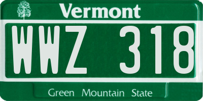 VT license plate WWZ318