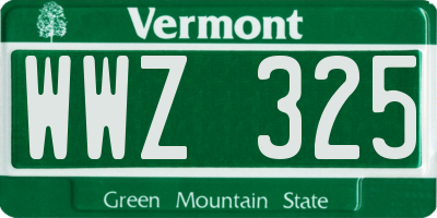 VT license plate WWZ325