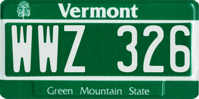 VT license plate WWZ326