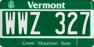 VT license plate WWZ327