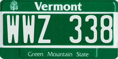 VT license plate WWZ338