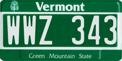 VT license plate WWZ343