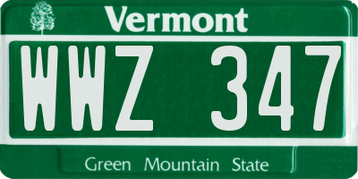 VT license plate WWZ347