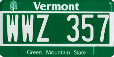 VT license plate WWZ357