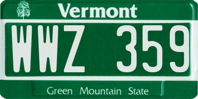 VT license plate WWZ359
