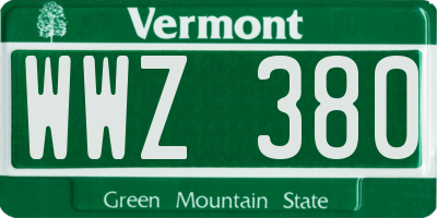 VT license plate WWZ380