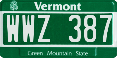 VT license plate WWZ387