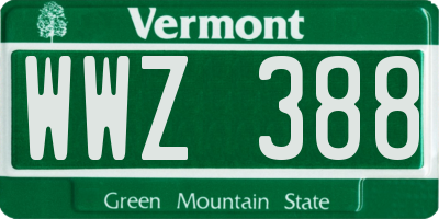 VT license plate WWZ388