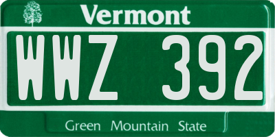 VT license plate WWZ392