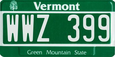 VT license plate WWZ399