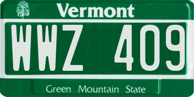 VT license plate WWZ409