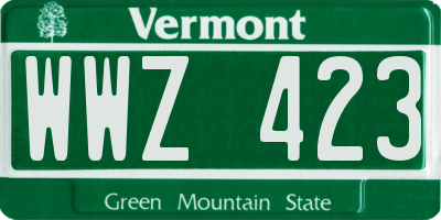 VT license plate WWZ423