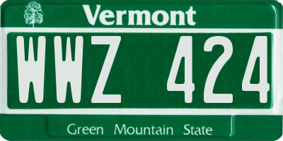 VT license plate WWZ424
