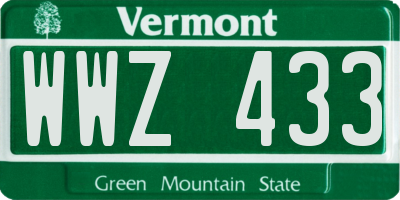 VT license plate WWZ433