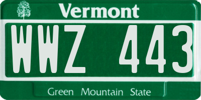 VT license plate WWZ443