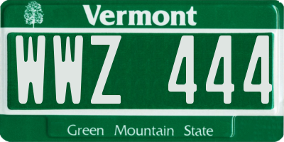 VT license plate WWZ444