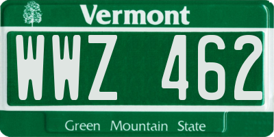 VT license plate WWZ462