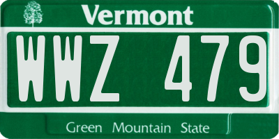 VT license plate WWZ479