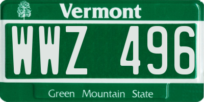 VT license plate WWZ496
