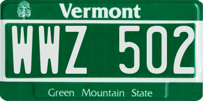 VT license plate WWZ502