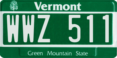 VT license plate WWZ511