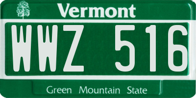 VT license plate WWZ516
