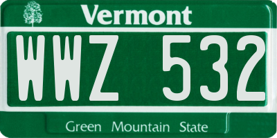 VT license plate WWZ532