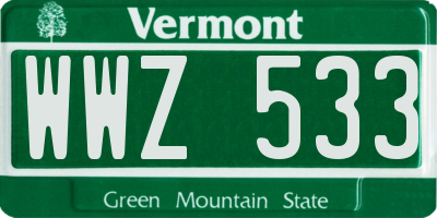 VT license plate WWZ533