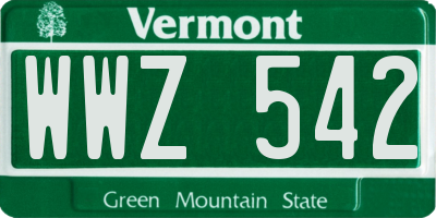 VT license plate WWZ542