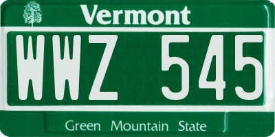 VT license plate WWZ545