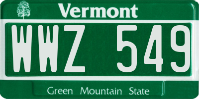 VT license plate WWZ549