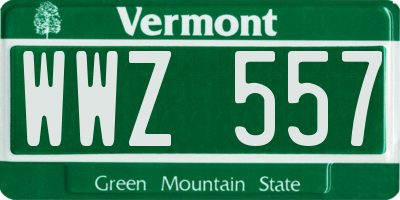 VT license plate WWZ557