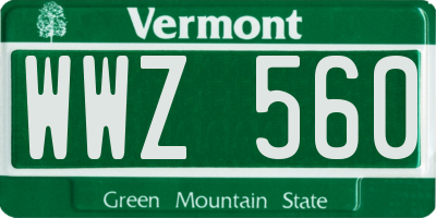 VT license plate WWZ560