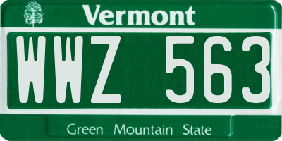 VT license plate WWZ563