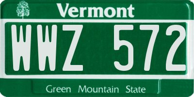 VT license plate WWZ572