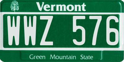 VT license plate WWZ576