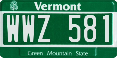 VT license plate WWZ581