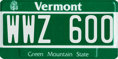 VT license plate WWZ600
