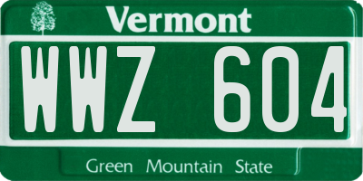 VT license plate WWZ604
