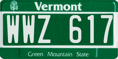 VT license plate WWZ617