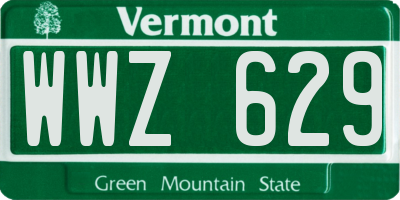 VT license plate WWZ629